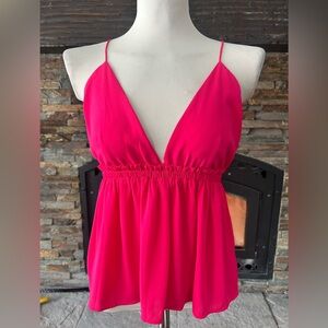 Hot Pink EXPRESS Tie Back Strappy Tank Top Medium